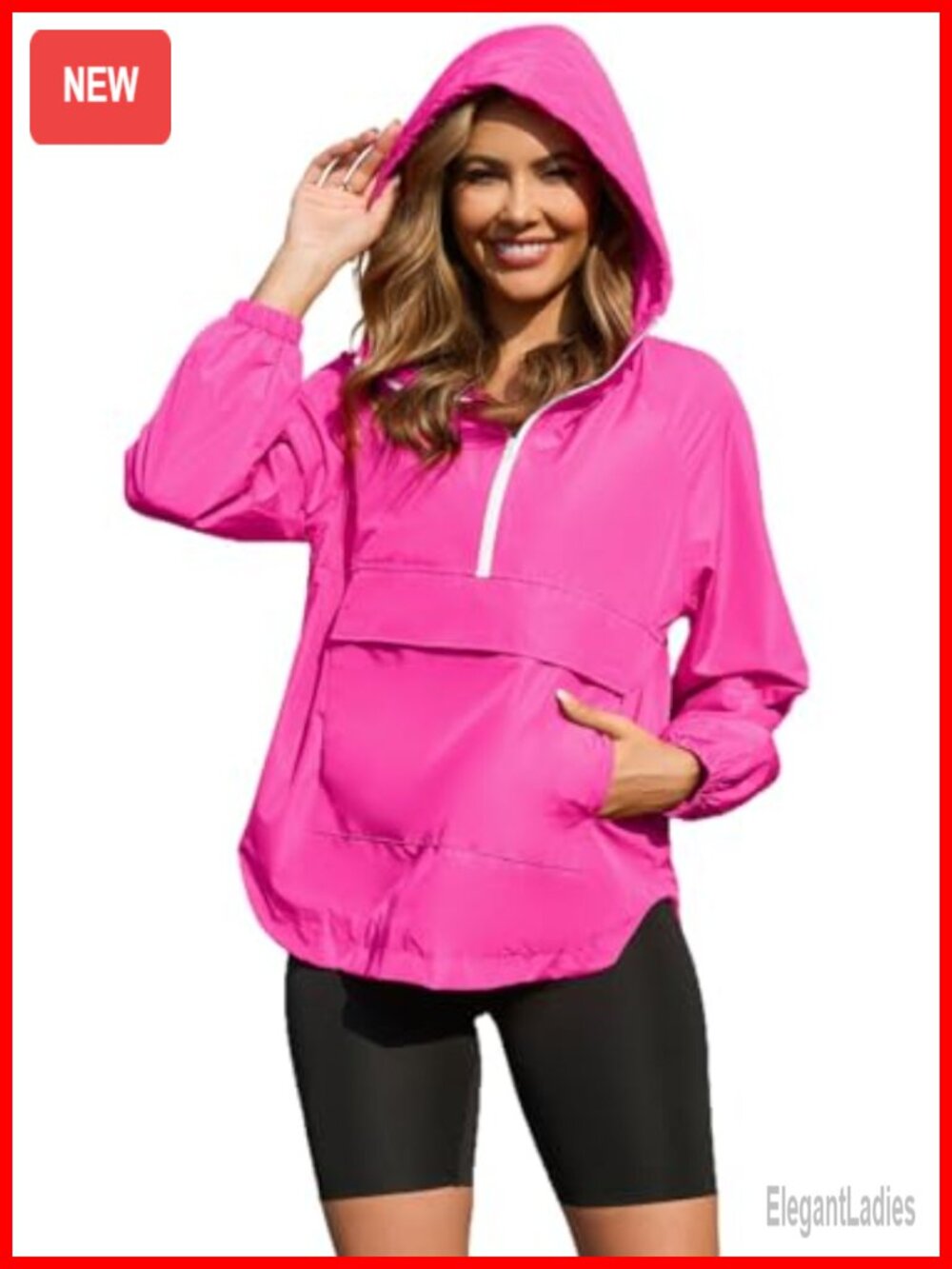 PESION Packable Waterproof Raincoat Lightweight Hooded Pullover Rain Jacket